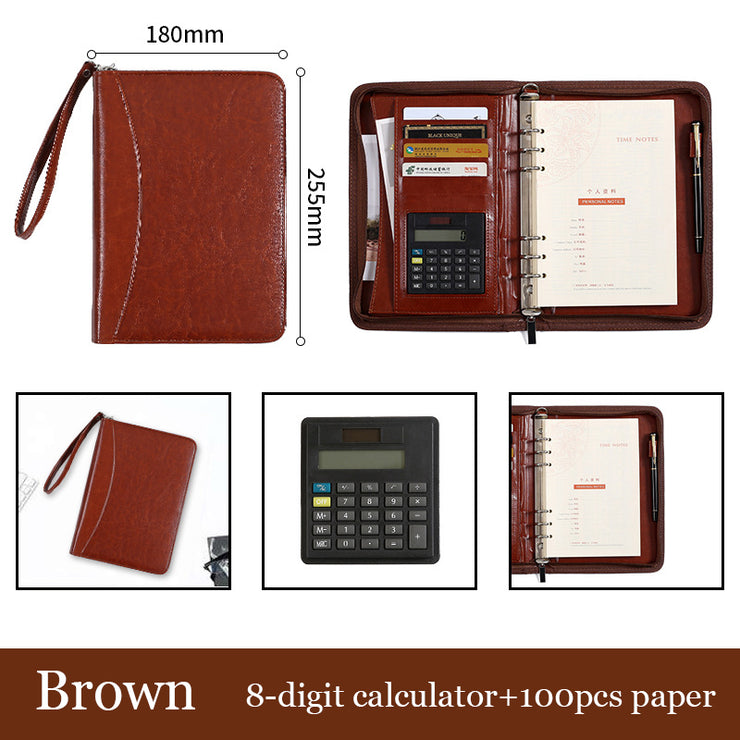 A5 Business Manager Folder Creative Zipper Bag Office Folder Work Meeting Record Book